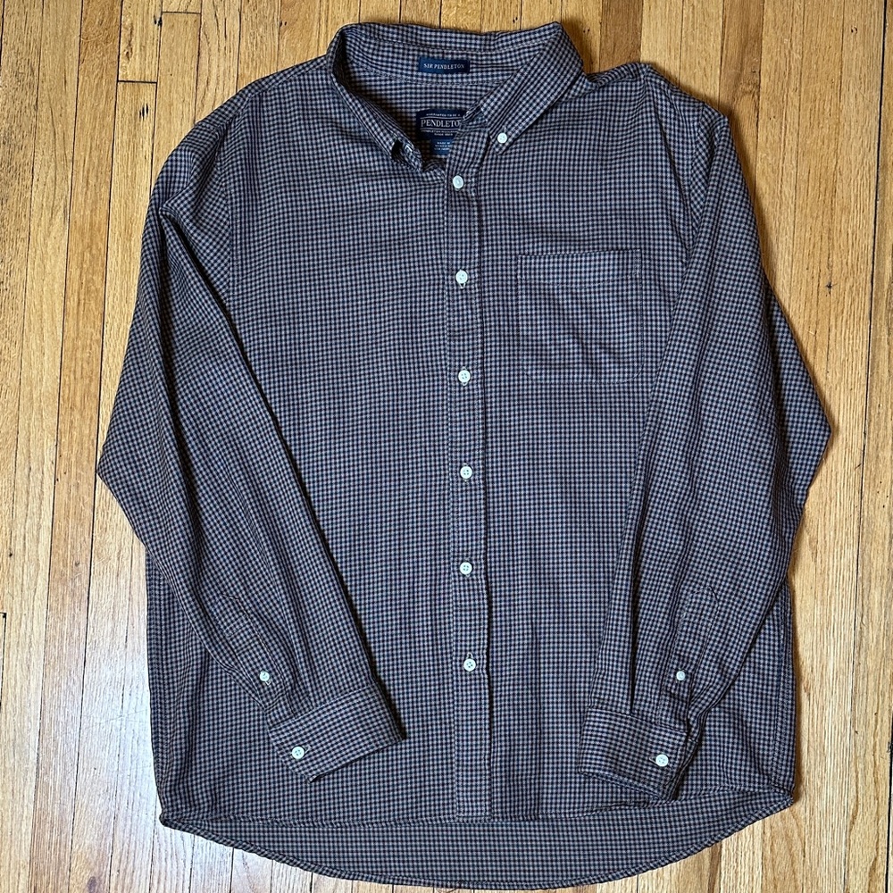 Pendleton Men's 100% Merino Wool Dark Brown Checkered Shirt | XL